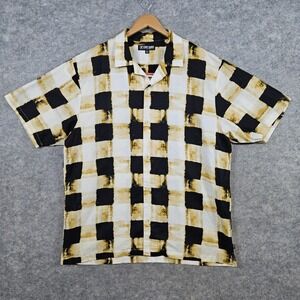 Stacy Adams Men's Checked Shirt Size XXL Short Sleeve Button Up Linen Blend SPOT